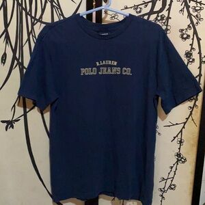 VTG 1990 Polo Jeans Co.Ralph Lauren Men’sUniversity Blue TShirt W/Graphic Logo